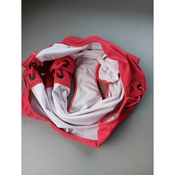 Vintage 80s Womens One Piece Swimsuit 12 Red High‎ Cut Sexy Baywatch Open Sides - Picture 12 of 12